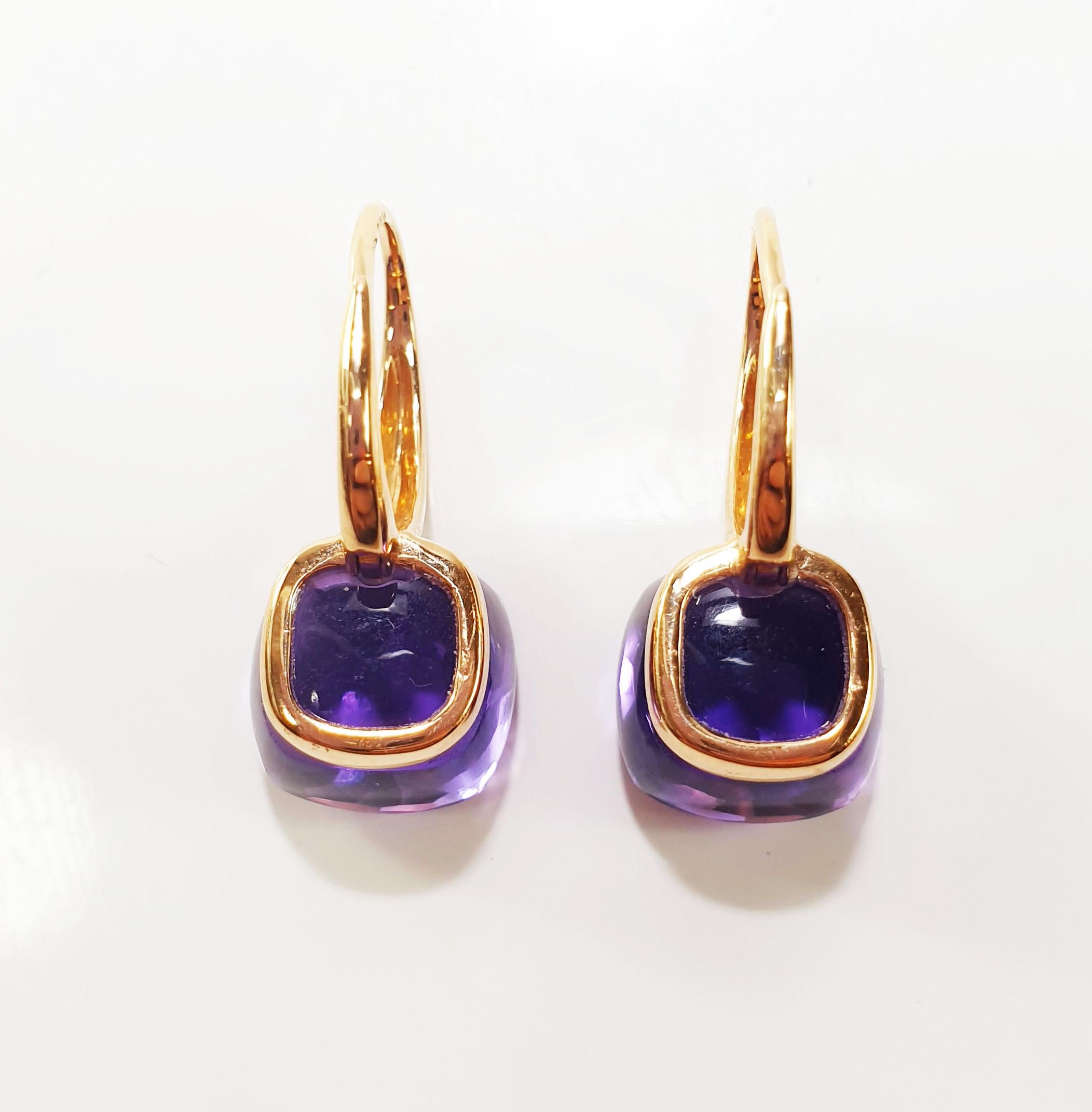 Contemporary Amethyst Multifaceted 18 Karat Rose Gold Dangle Earrings