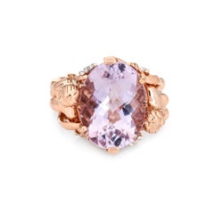 Amethyst Nymph Ring Estate 14k Rose Gold Diamond Nude Woman Fine Jewelry 7.5