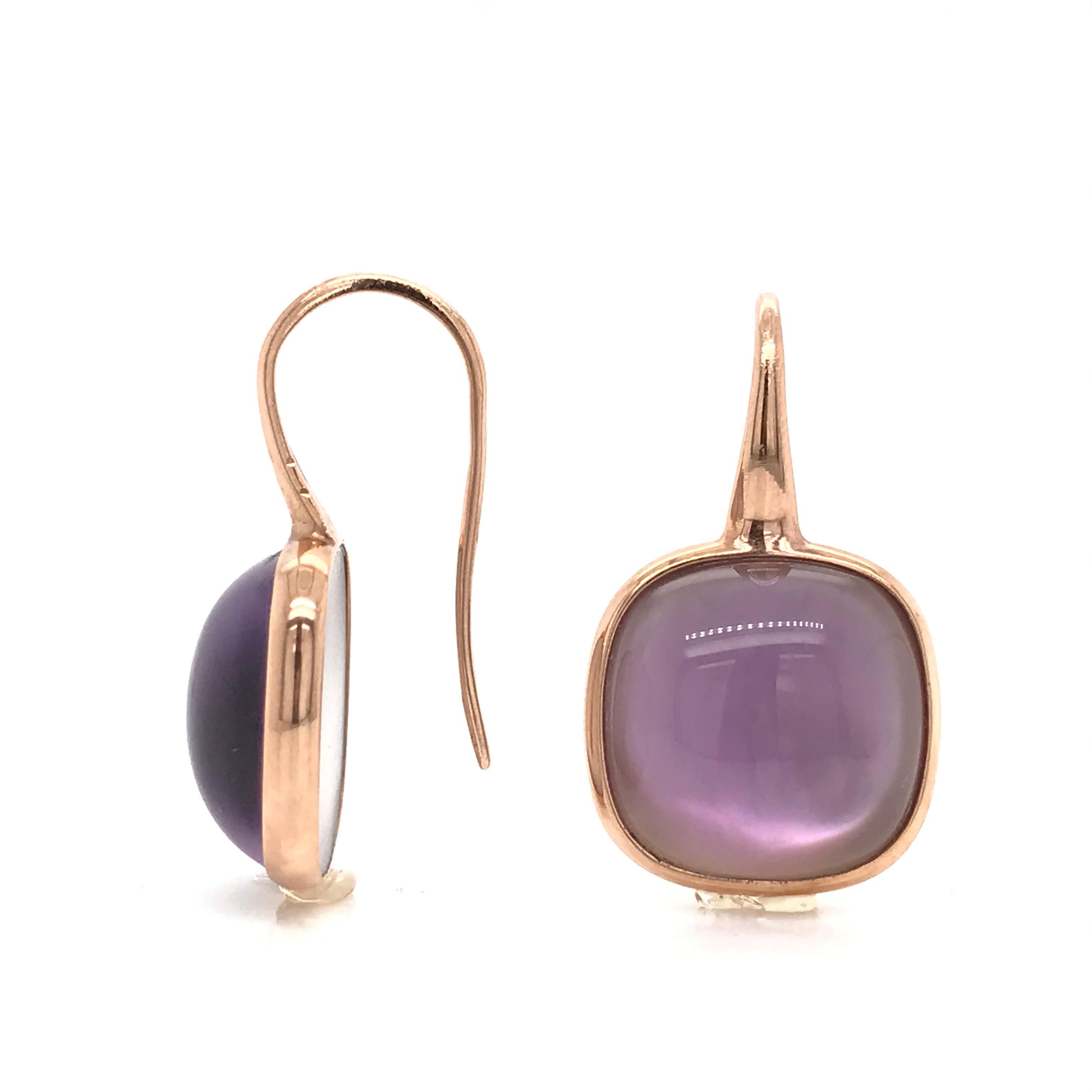 Amethyst on Pink Gold 18 K Drop Earring
Amethyst on mother of pearl
Weight on Pink Gold 3.20
Drop Earrings