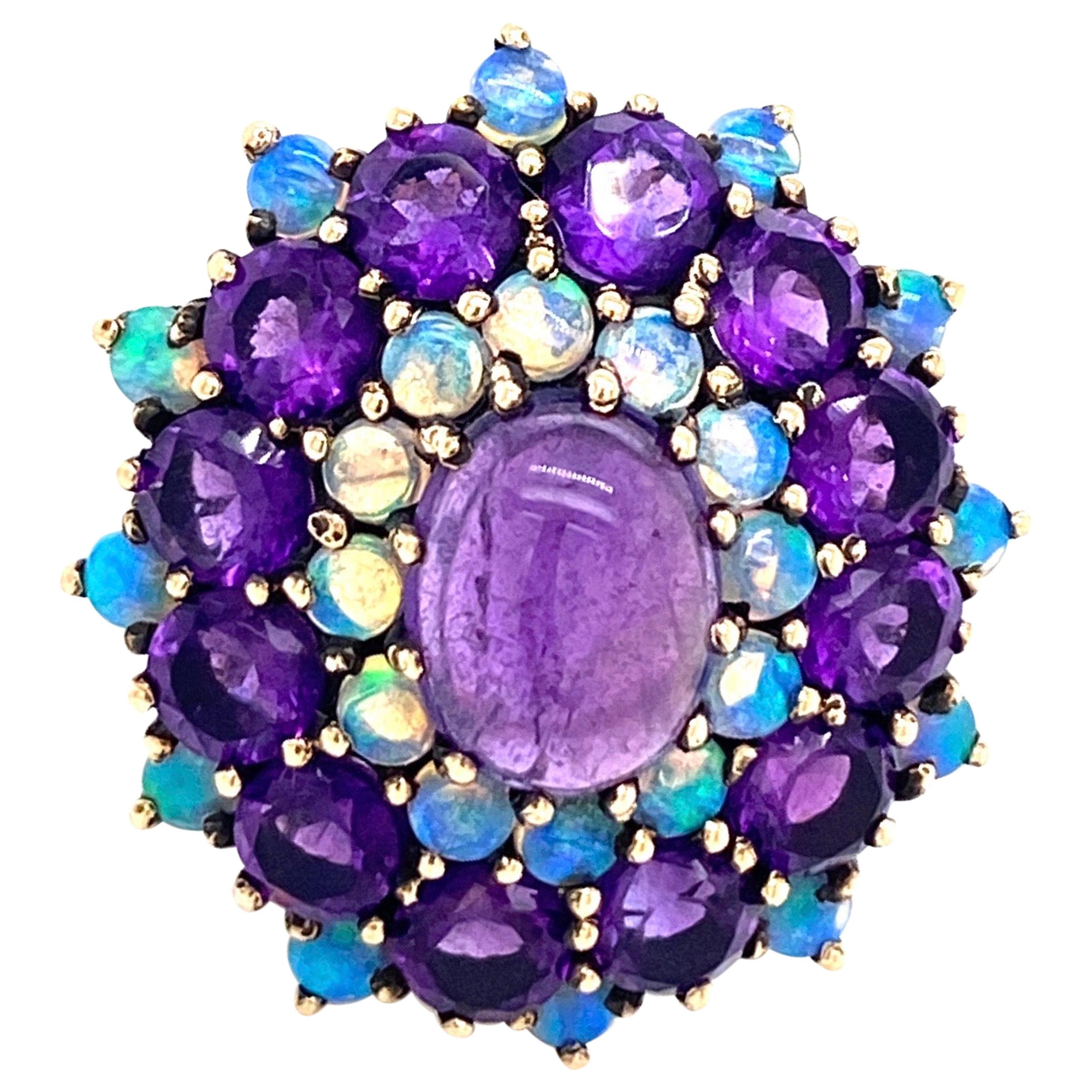 Amethyst Opal Cocktail Ring Estate Fine Jewelry