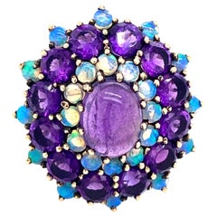 Amethyst Opal Cocktail Ring Estate Fine Jewelry