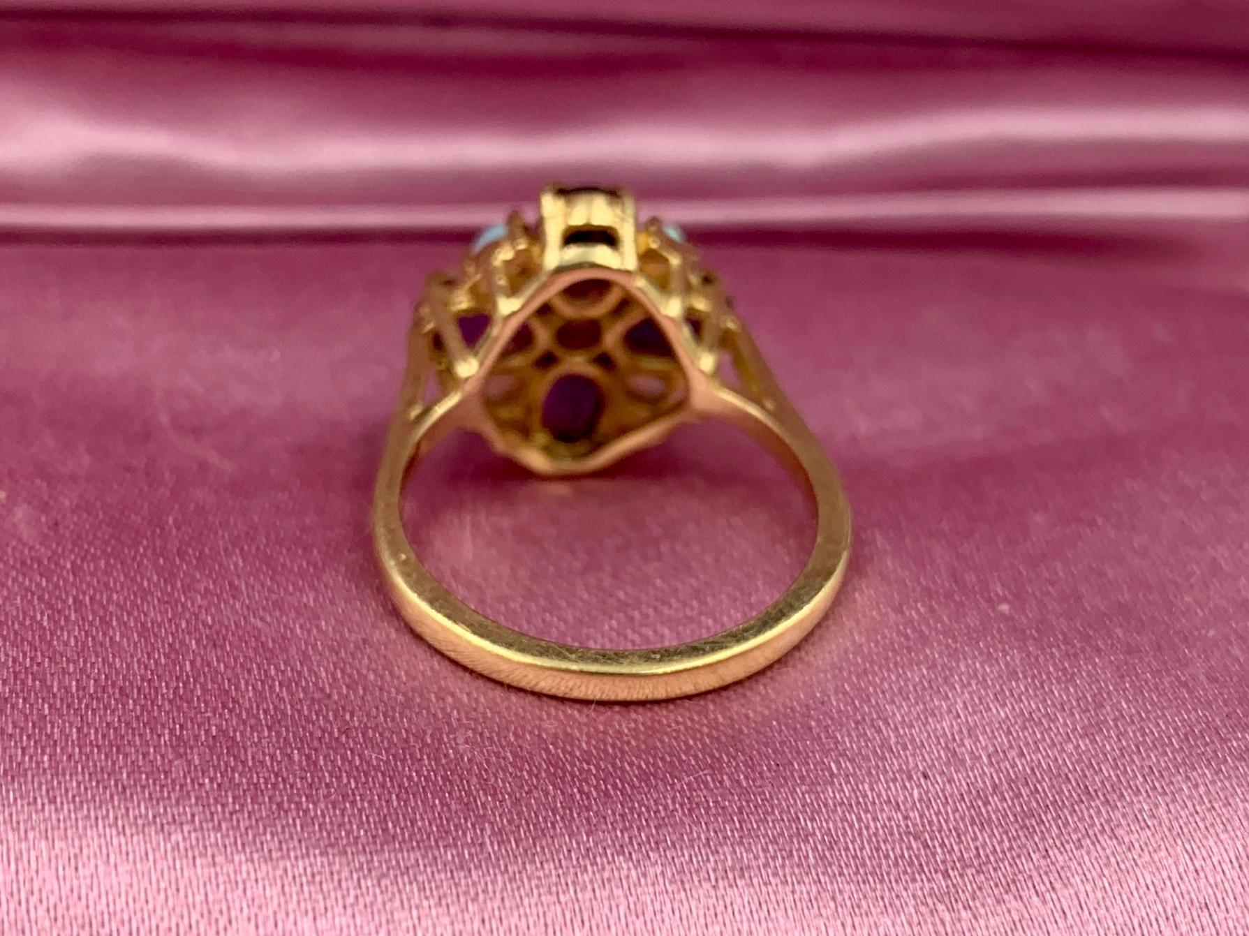 Bague rétro moderne en or 14 carats avec opale et améthyste en vente 2