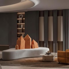 Amethyst Orange Statement Luxury Sofa w/ Sculptural Silhouette by MainGUILTY