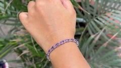 Natural Amethyst 11.15 Carat Tennis Bracelet in 925 Silver Handmade Jewelry
