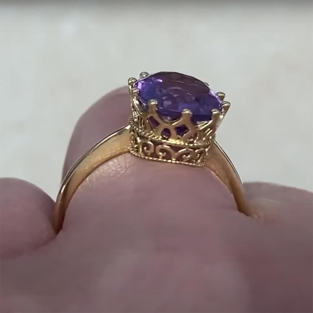 Anillo estilo corona de amatista talla oval (aprox. 3,30 quilates), oro amarillo de 18k Corte oval en venta