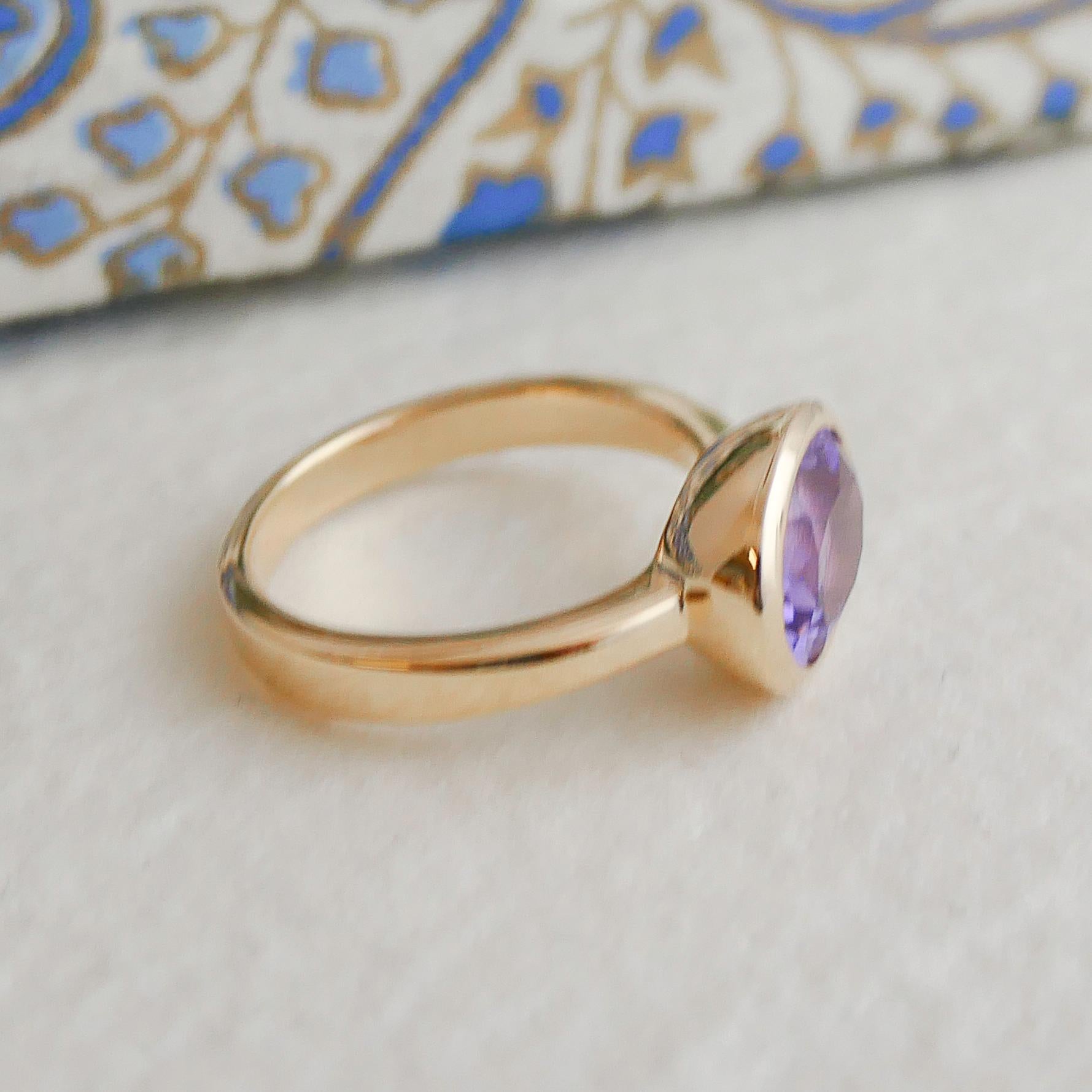 Oval Cut Amethyst Oval Gold Plated Sterling Silver Ring For Sale
