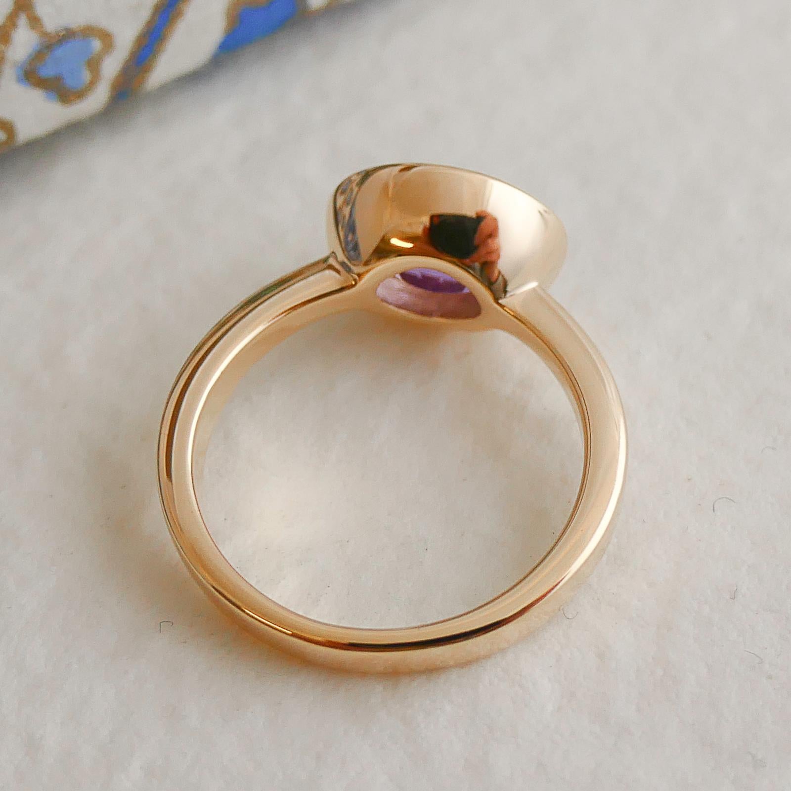 Amethyst Oval Gold Plated Sterling Silver Ring In New Condition For Sale In Oslo, 03