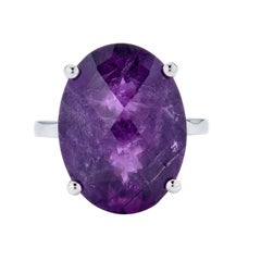 Amethyst Oval Ring in Sterling Silver