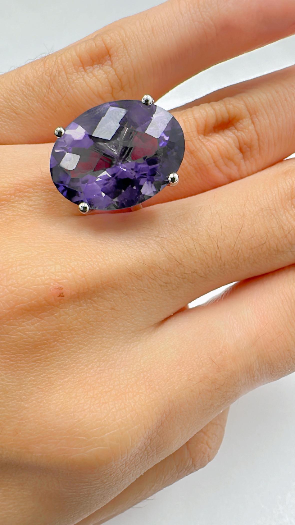 For Sale:  Amethyst Oval Ring in Sterling Silver 3