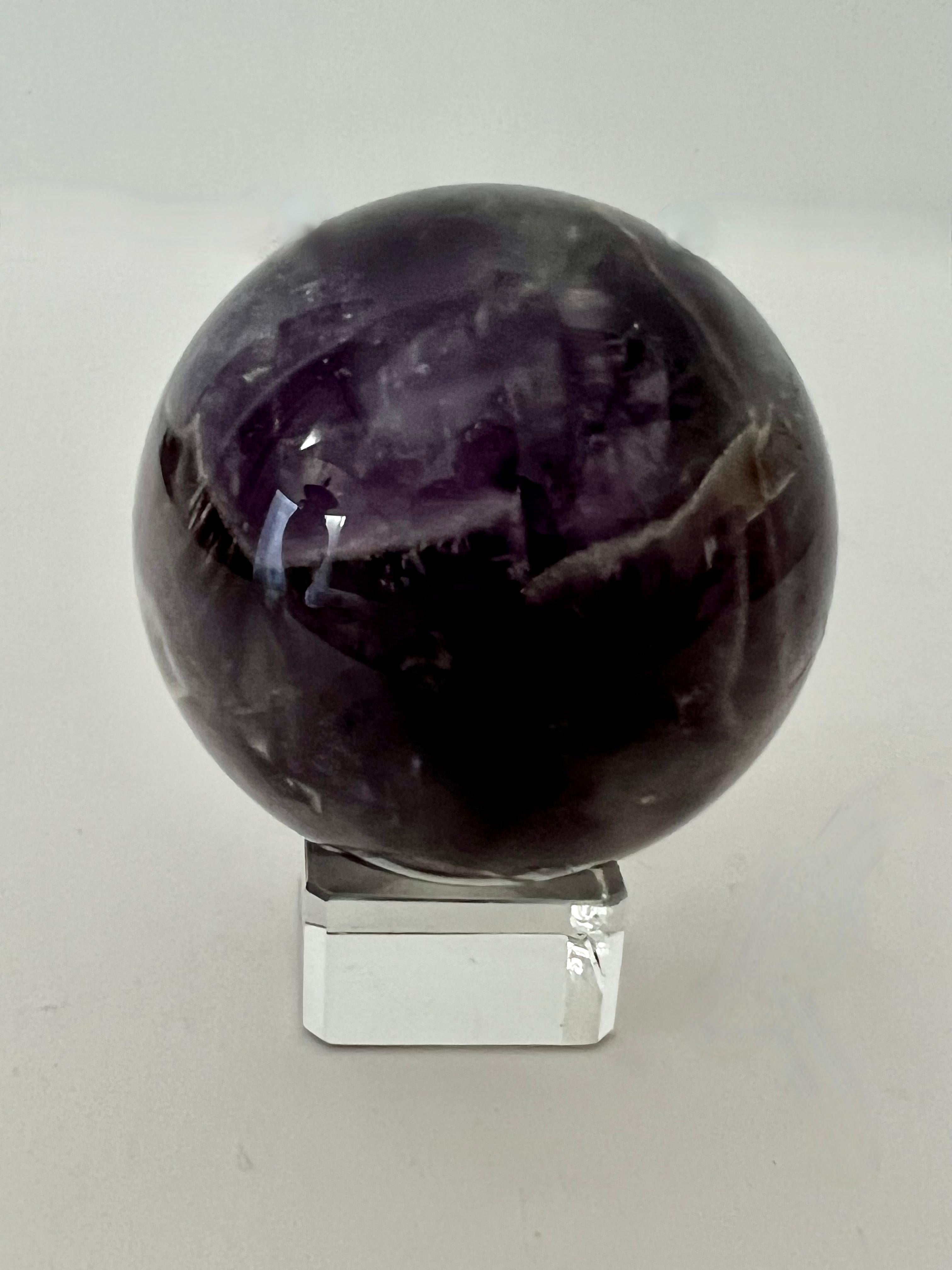 South American Amethyst Paperweight on Crystal Stand For Sale