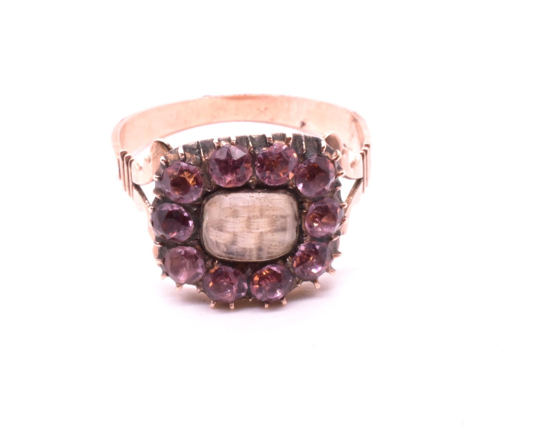 C1860 Amethyst Paste Sentimental Plaited Hair Ring For Sale 2