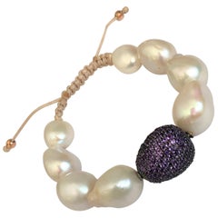 Amethyst Pave and Pearls Bracelet