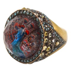 Sevan Biçakçi Amethyst Peacock Ring with Blue and Green Diamonds