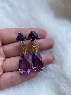 Boucles d'oreilles coussin en forme de poire en améthyste