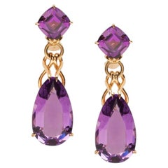 Boucles d'oreilles coussin en forme de poire en améthyste