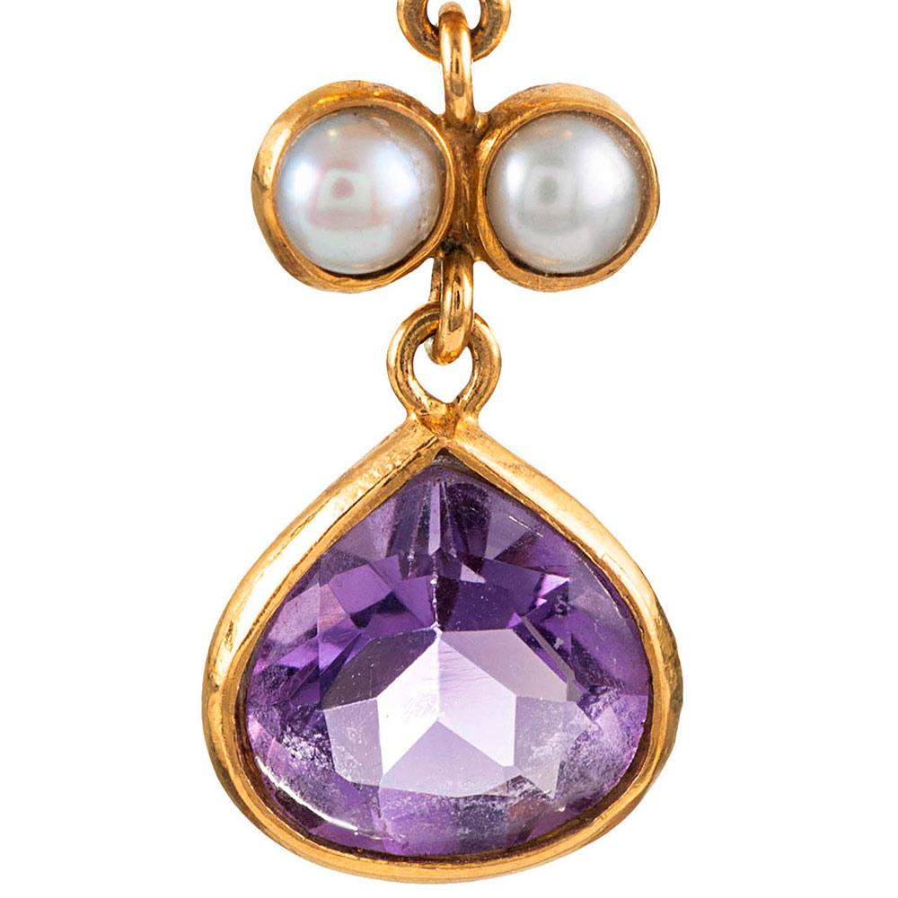 Amethyst and Pearl Drop Earrings In Excellent Condition In Carmel-by-the-Sea, CA