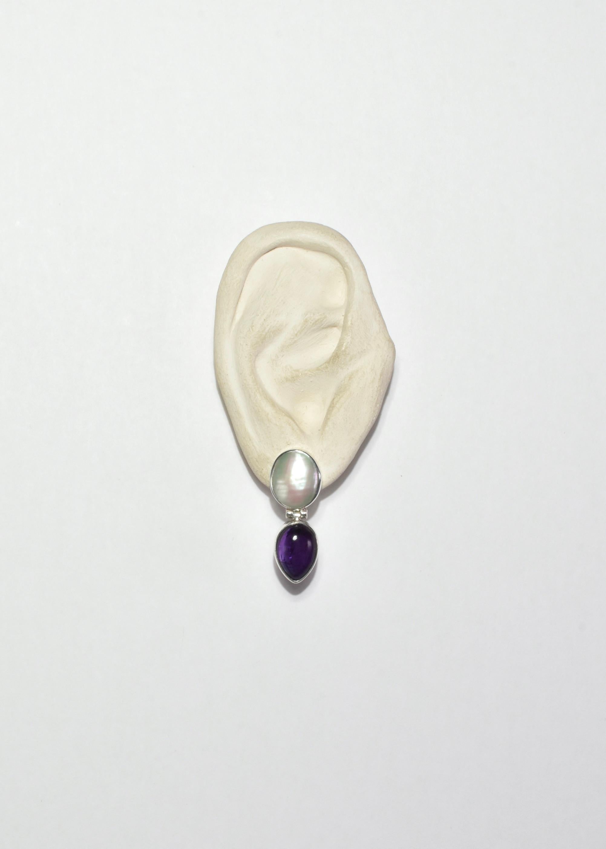 Amethyst Pearl Earrings In Excellent Condition For Sale In Richmond, VA