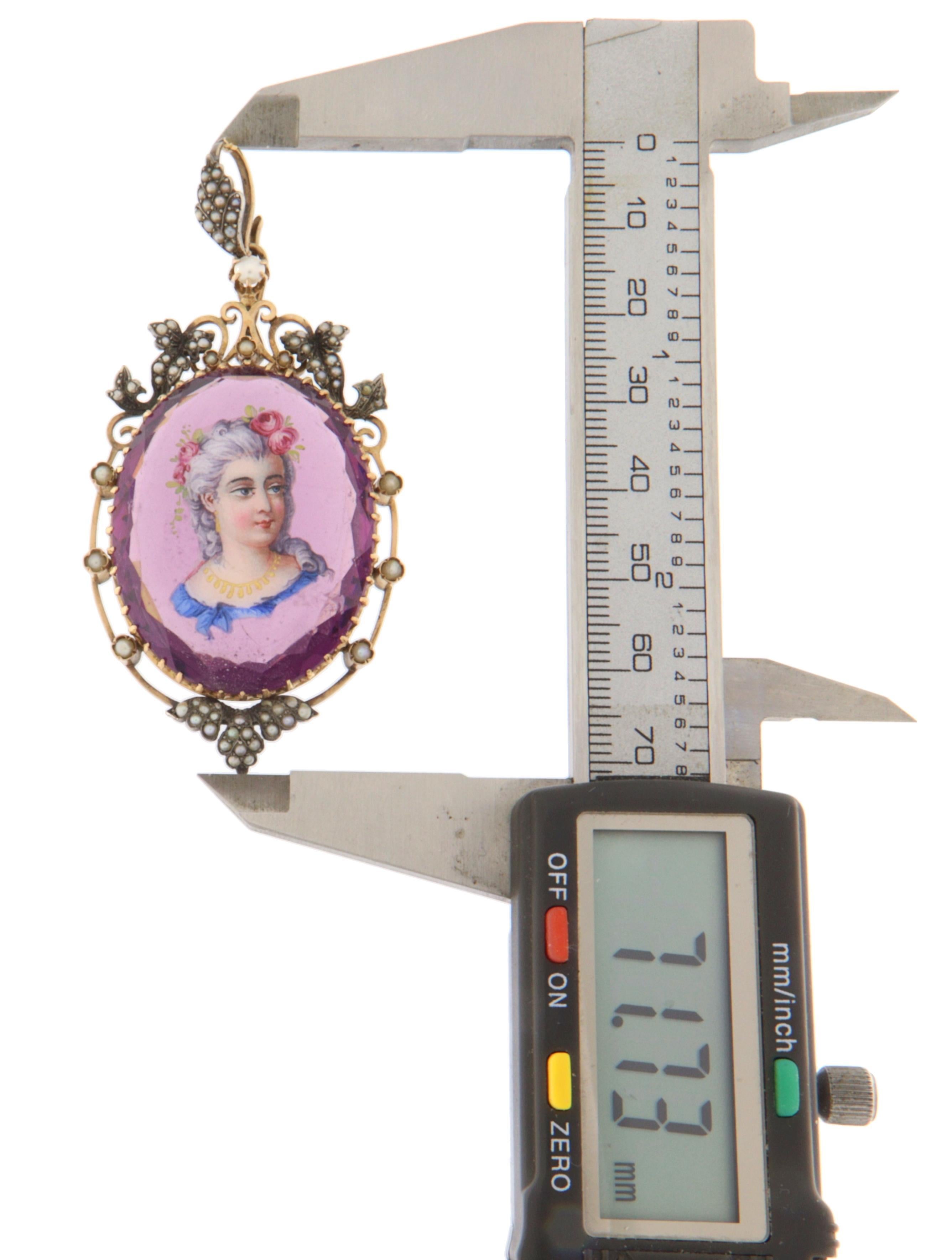 Amethyst Perlen 18 Karat Gelbgold Anhänger Halskette im Zustand „Neu“ im Angebot in Marcianise, IT