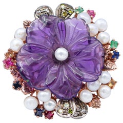 Amethyst, Pearls, Rubies, Sapphires, Emeralds, Diamonds, Gold and Silver Ring