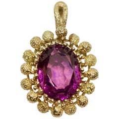 Vintage Amethyst Pendant, Enhancer, 14 Karat Gold