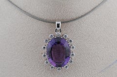 Amethyst Pendant in 18K White Gold with approx. 1.4 ct Diamonds