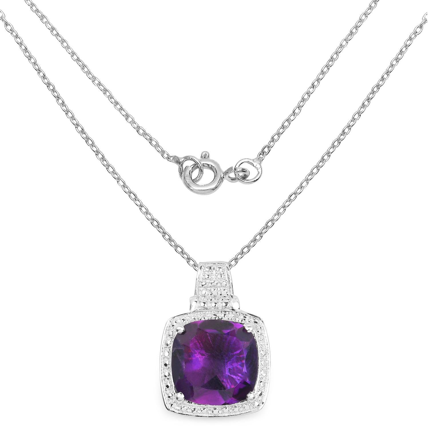 Amethyst-Anhänger-Halskette mit Anhänger 5.8 Karat Sterlingsilber (Zeitgenössisch) im Angebot