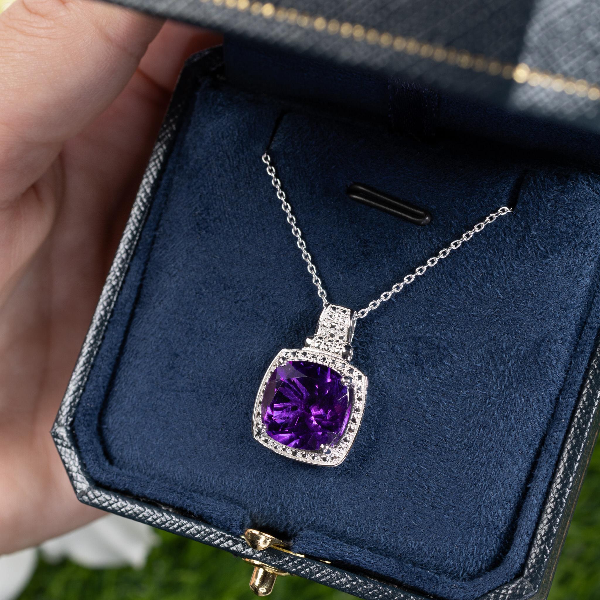 Amethyst-Anhänger-Halskette mit Anhänger 5.8 Karat Sterlingsilber (Zeitgenössisch) im Angebot