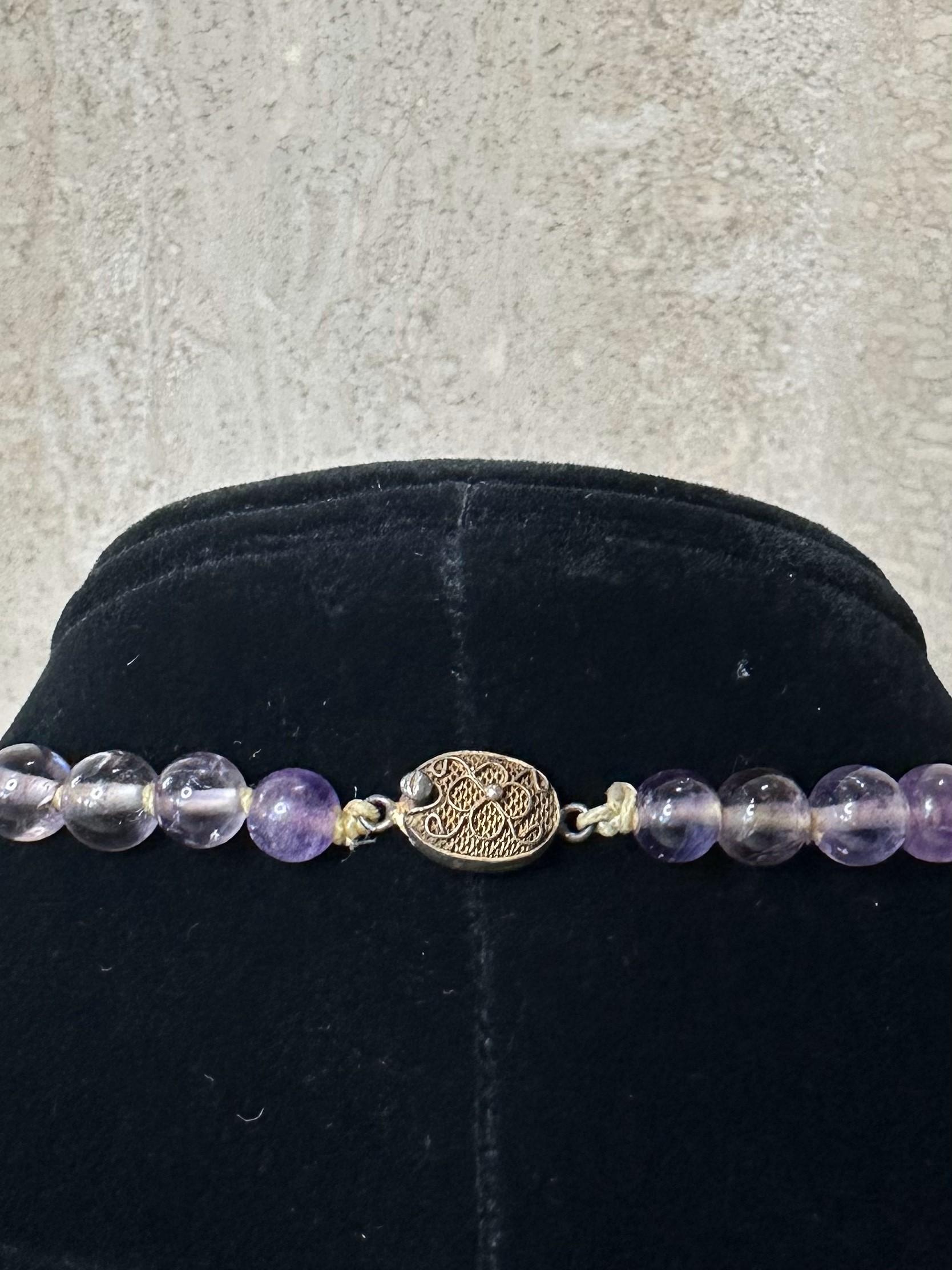 Bead Vintage Amethyst Pendant Necklace For Sale