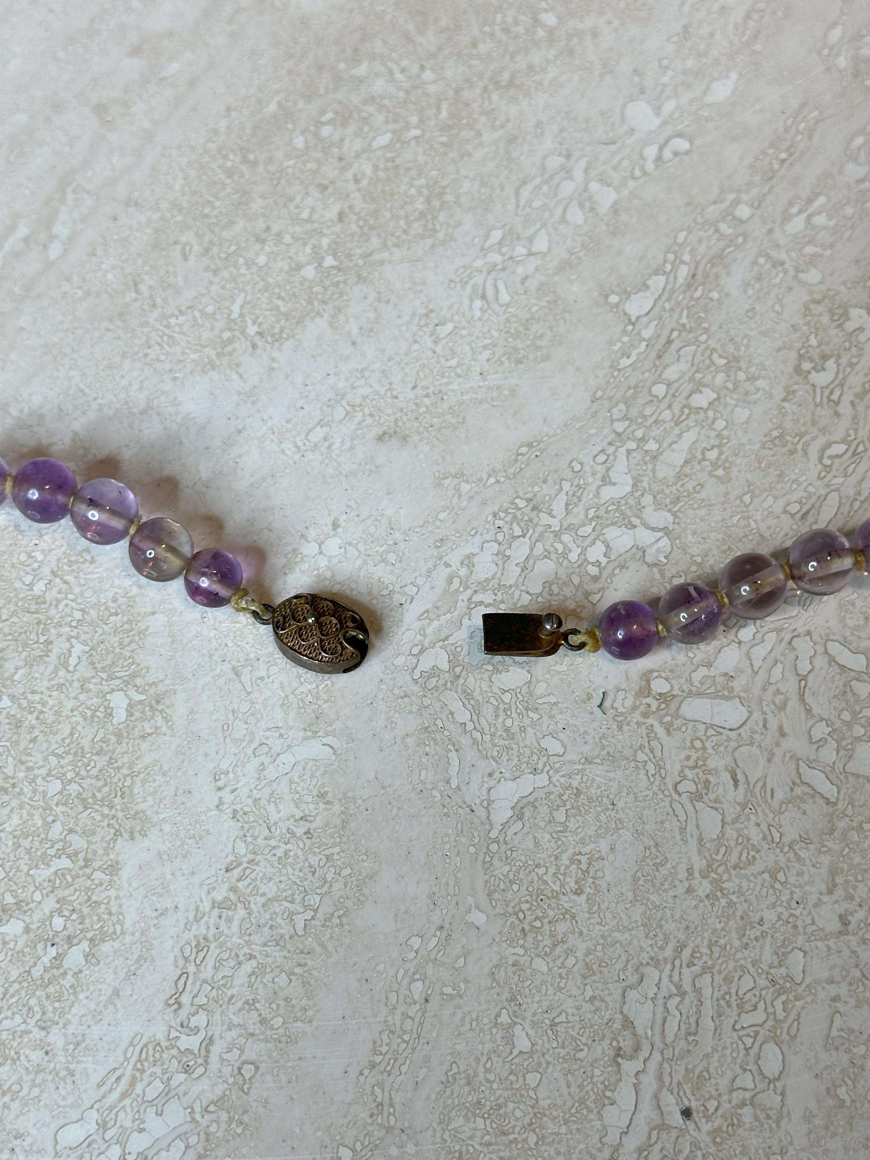 Women's or Men's Vintage Amethyst Pendant Necklace For Sale