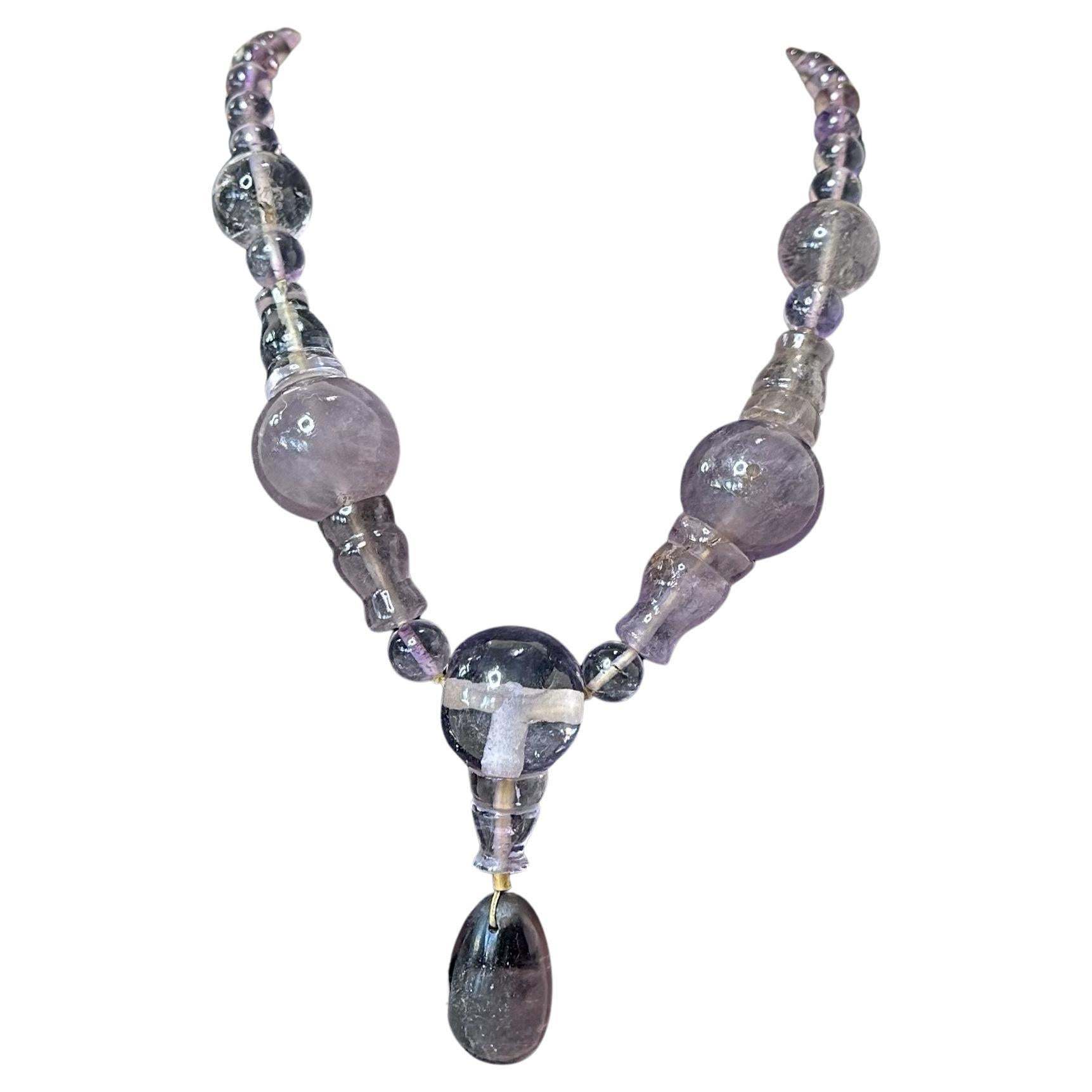 Vintage Amethyst Pendant Necklace For Sale