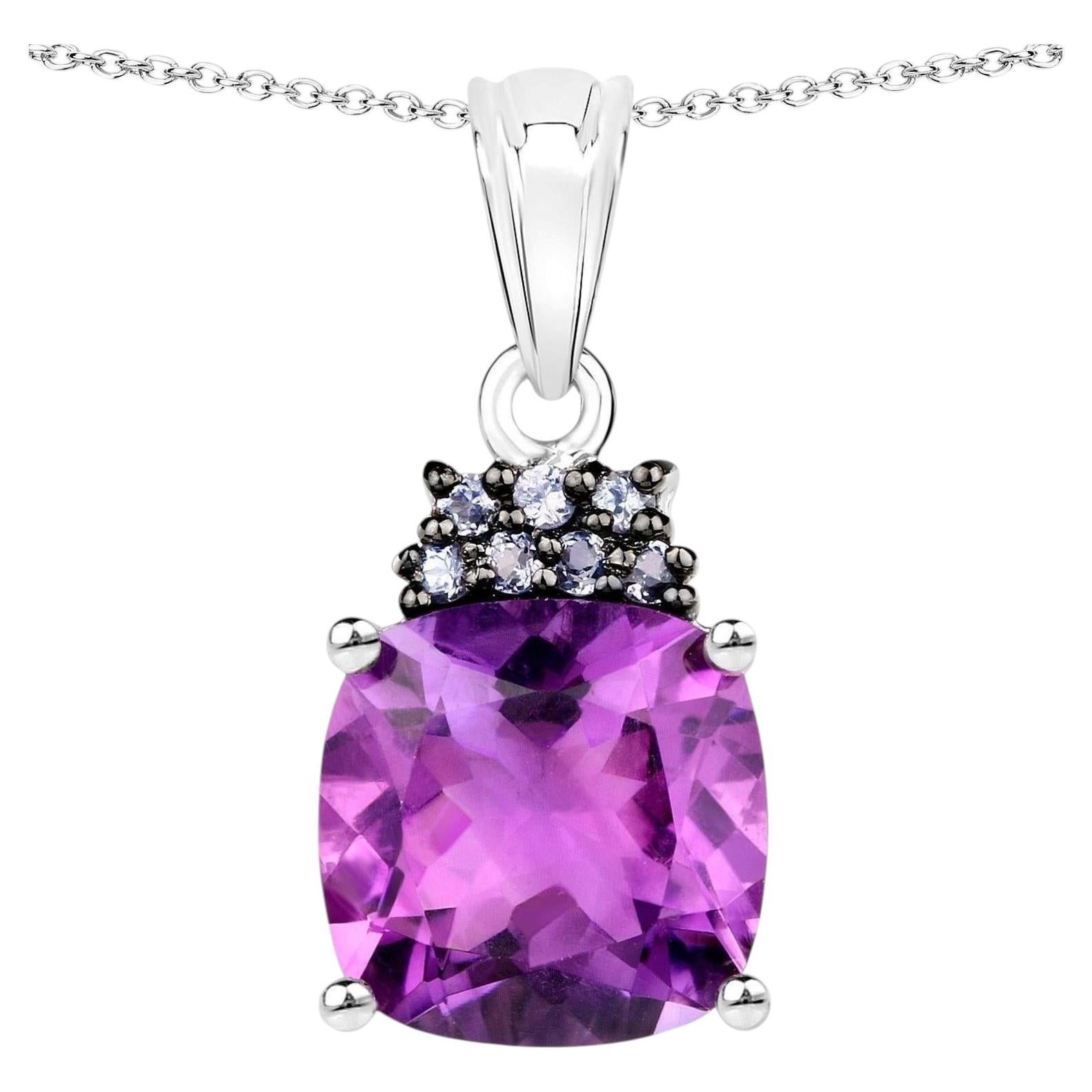 Colgante Amatista Con Tanzanita Natural 6,08 Quilates Plata de Ley