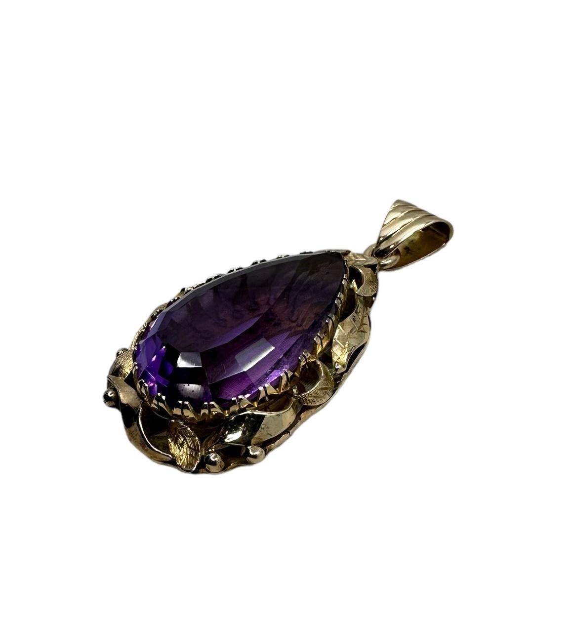 Pear Cut Amethyst Pendent - 65 Carats For Sale