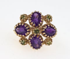 Amethyst, Peridot, 14K Gelbgold Ring