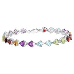 Ametista Peridoto Granato Citrino Bracciale 10,2 Carati Placcato Oro 14K Argento