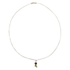 Amethyst Peridot Diamond Pendant Necklace