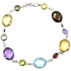 Amethyst, Peridot, Topaz, Garnet, Brown Topaz and Citrine Multi-Shape Bracelet