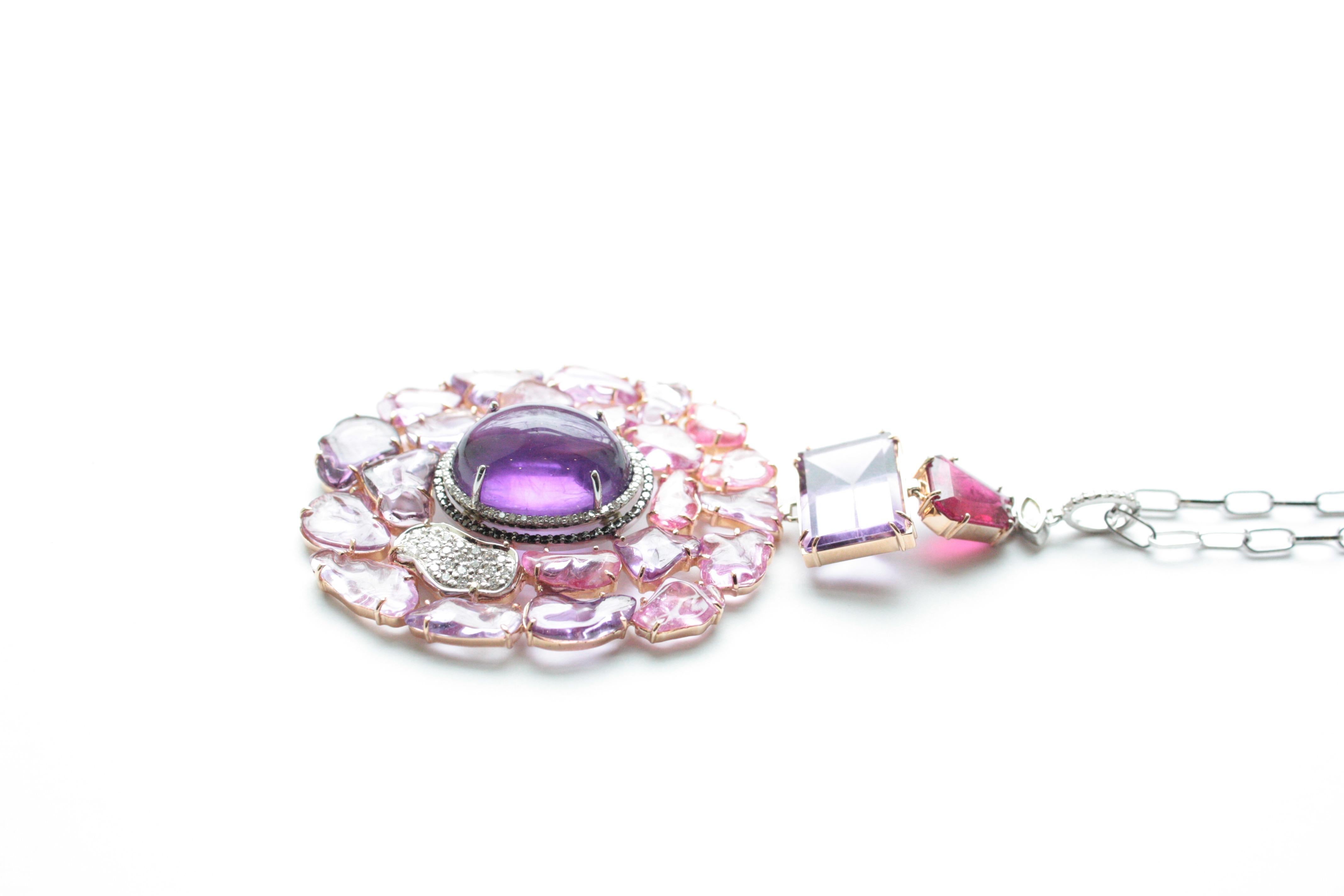 Women's Sharon Khazzam Amethyst, Pink and Purple Sapphire, Spinel and Diamond Necklace