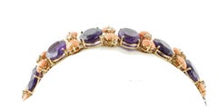 Amethyst, Pink Corals and Diamonds Link Bracelet