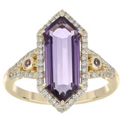 Nieten-Ring aus 14 Karat Gelbgold mit Amethyst, rosa Saphir und Diamant