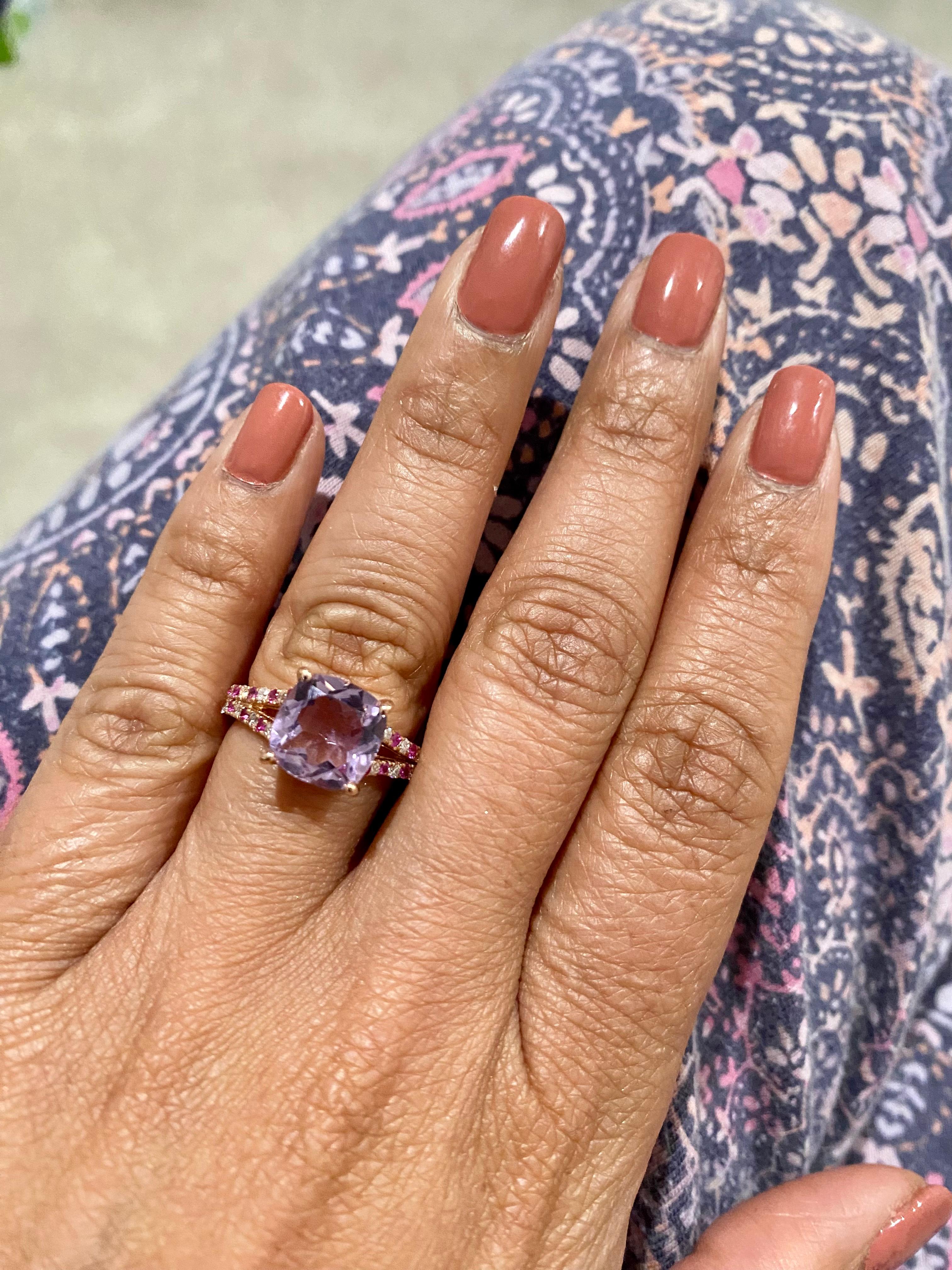 amethyst and pink sapphire ring