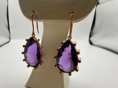 Amethyst & pink sapphire earrings in 14KT yellow gold