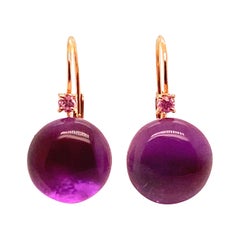 Amethyst Pink Sapphires Pink Gold 18 Karat Earrings