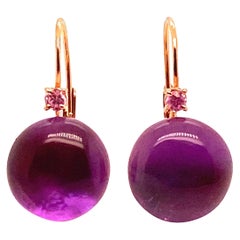 18 Karat Ohrringe mit Amethyst, rosa Saphiren und rosa Gold