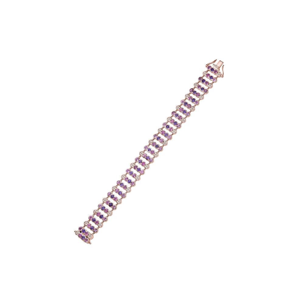 Armband aus 18 Karat Roségold mit Amethyst, rosa Turmalin und weißen Diamanten. (Zeitgenössisch) im Angebot