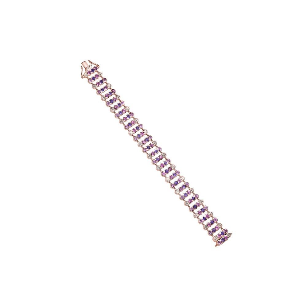 Sunita Nahata Amethyst, Tourmaline 7.94ct. & White Diamond Bracelet in 18KRG In New Condition For Sale In Hong Kong, HK