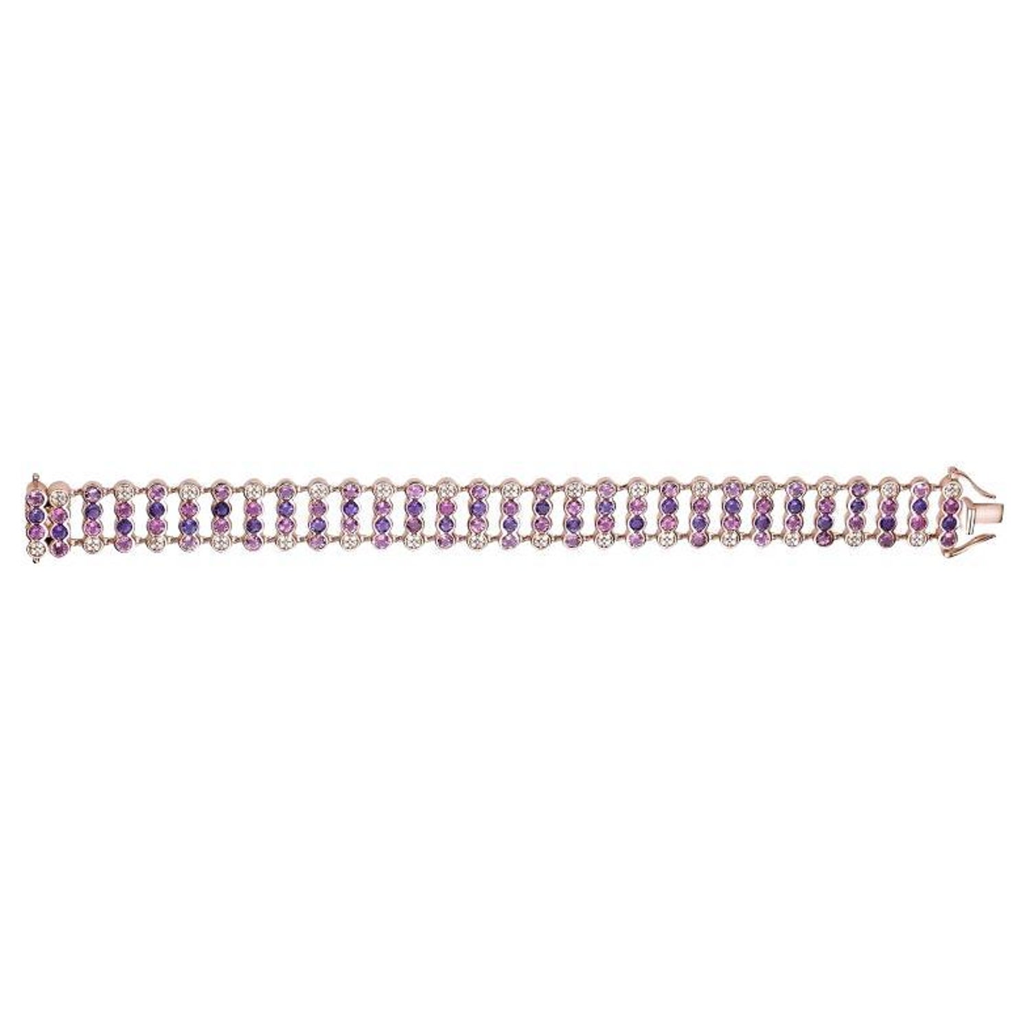 Amethyst, Pink Tourmaline and White Diamond Bracelet in 18k Rose Gold For  Sale at 1stDibs