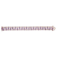 Amethyst, Pink Tourmaline and White Diamond Bracelet in 18k Rose Gold