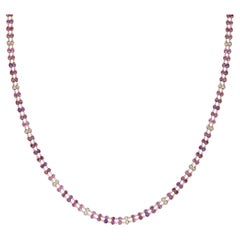 Amethyst, Pink Tourmaline and White Diamond Necklace in 18 Karat Rose Gold