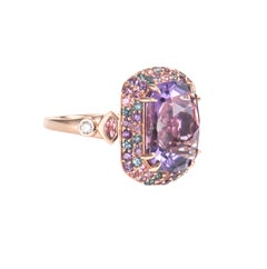 Sunita Nahata Amethyst 6.05ct. Ring in 18KRG with Gemstones & Diamond.