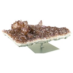 Amethyst Plate with Rare Golden Goethite (Cacoxenite) Amethyst Flower Rosettes